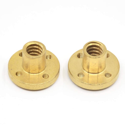 2PCs Lead Screw Brass Nut (Acme Thread, 2mm Pitch, 1 Start) with 4-M3 Holes for 8mm T8 Tr8x2 Lead Screw of 3D Printer Z