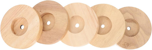 YARNOW Circular Wooden Base for Table Lamp, 5Pcs Round Desk Lamp Stand Replacement DIY Wood Small Lamp Base