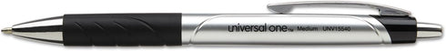 Universal 15540 Advanced Ink Retractable Ballpoint Pen, Black Ink, Silver, 1mm, Dozen