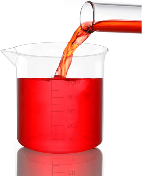 1.7 Oz Transparent Lab Measuring Cup, 50ml Plastic Beaker Cups, 12 Pcs for Science Experiments