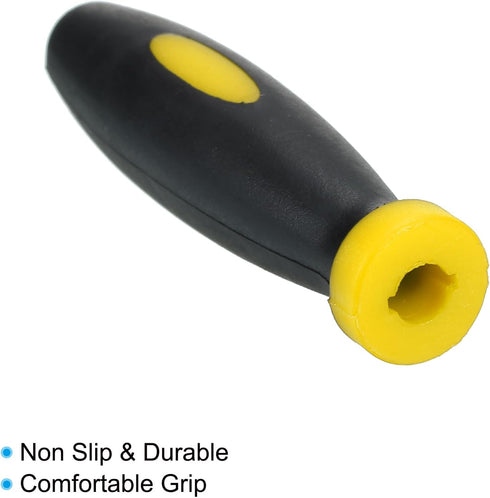 PATIKIL 2.4 Inch Rubber File Handle, 5 Pack Replacement Accessories for 0.2" Diameter File, Black Yellow