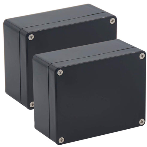 2 Pack Project Box IP65 Waterproof Junction Box, ABS Plastic Black Electrical Boxes for DIY Projects, 4.53"x3.54"x2.17"