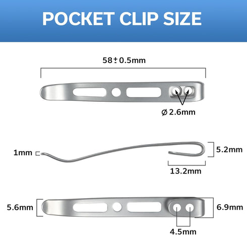 SENCUT Deep Carry Pocket Clip Only for Knives, Length: 2.28" (58mm), SA15B