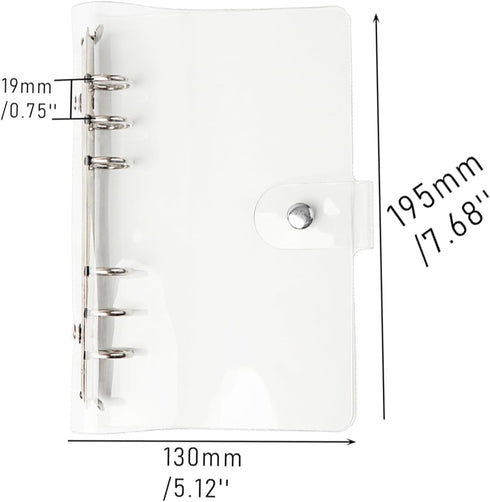 NatSumeBasics A6 Binder, 6 Ring Budget Binder, Clear PVC Planner Cover for Organizer Accessories