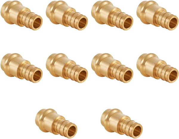 (Pack of 10) EFIELD 1/2 inch Press X 1/2 inch PEX-A Expansion Coupling Brass Adapters for Pipe Connection