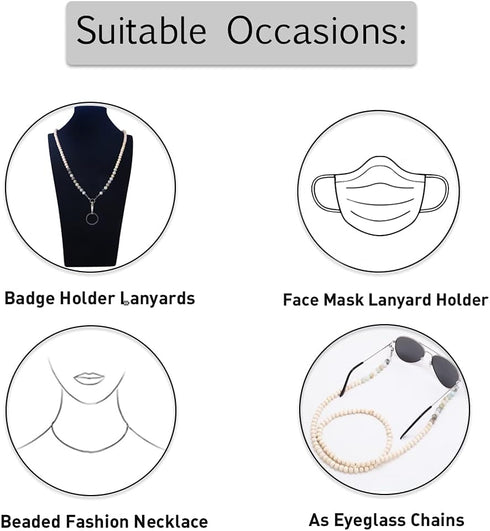 C&L Accessories Lanyards for ID Badges, Beaded Wooden Natural Stone Lanyard for Keys and Eyeglasses Chains (Amazonite