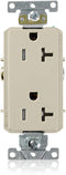 Leviton TDR20-I 20 Amp, 125 Volt, Tamper Resistant, Decora Plus Duplex Receptacle, Straight Blade, Commercial Grade, Self Grounding, Ivory