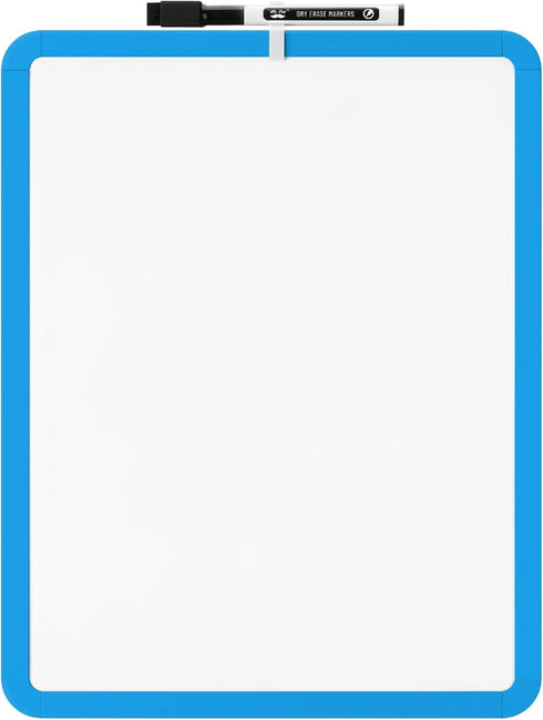 Mr. Pen Dry Erase Board - 14” x 11” Small White Board with Black Marker and Blue Frame for Kids