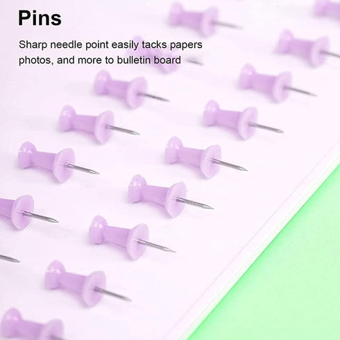 Purple Binder Clips and Paper Clips Push Pins Tacks Sets, Total 72 PCS Assorted Sizes Office Supplies Set for Women,