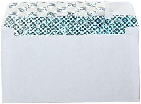 Staples 862857 EasyClose Security-Tint Envelopes - #6-3/4-Inch 100/Box