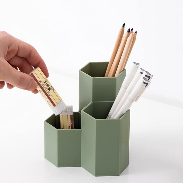 Green Pencil Holder for Desk, Pens Cup Organizer for Office Supplies, Classroom, Home (Green, 3-type)