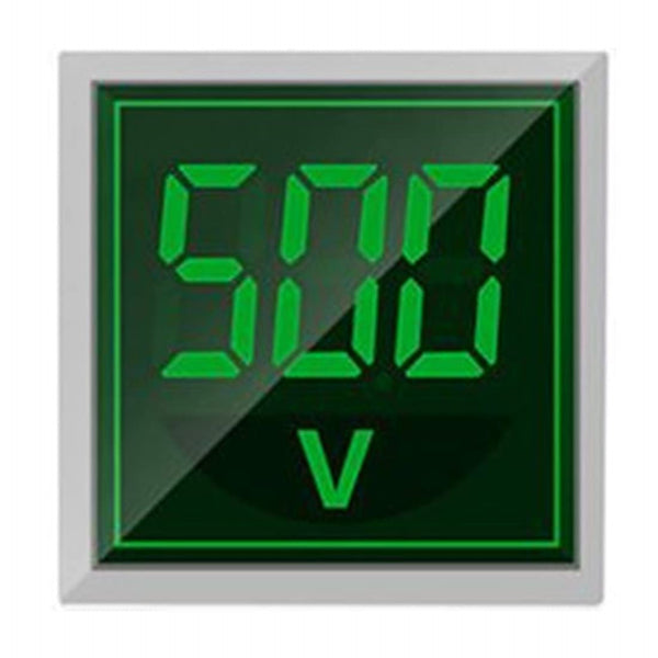 Digital Display AC Voltage Indicator, 22mm Square Head LED Tester AC50~500V Voltmeter Monitor (Green)