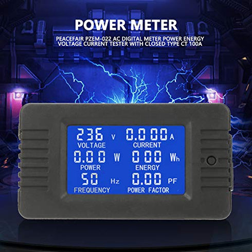 AC Digital Meter Walfront PZEM-022, 80-260V 100A LCD Display Multimeter