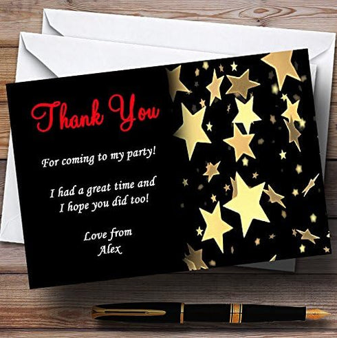 The Card Zoo Gold Stars Red Text Personalized Party Thank You Cards