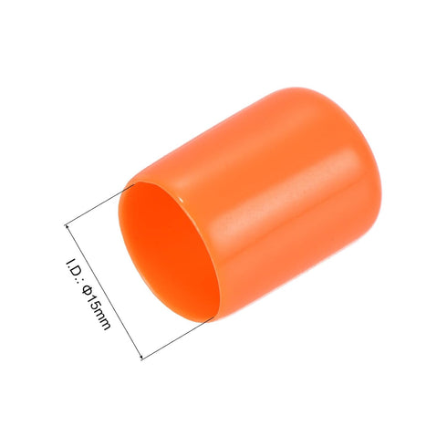 uxcell 100pcs Rubber End Caps, 15mm ID Vinyl Round Tube Bolt Cap Cover Protectors in Orange