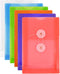 JAM PAPER Plastic Envelopes with Button & String Tie Closure, 4 1/4 x 6 1/4, Assorted Colors, 6/Pack