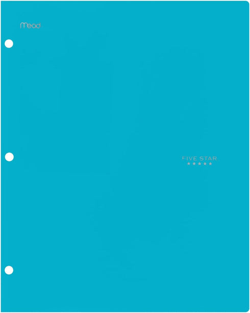 Five Star 4 Pocket Folders, Plastic, Teal, White, Purple, Lime, 4 Pack (38076)