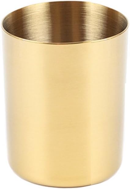 MEI YI TIAN Gold Pen Holder, Glossy Stainless Steel Pencil Cup for Home Office Desk Organizers