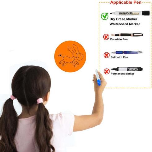 ELANE 24 Pcs Colorful Dry Erase Dots for Classroom Tables, Dry Erase Sticker for Wall, 6 inch