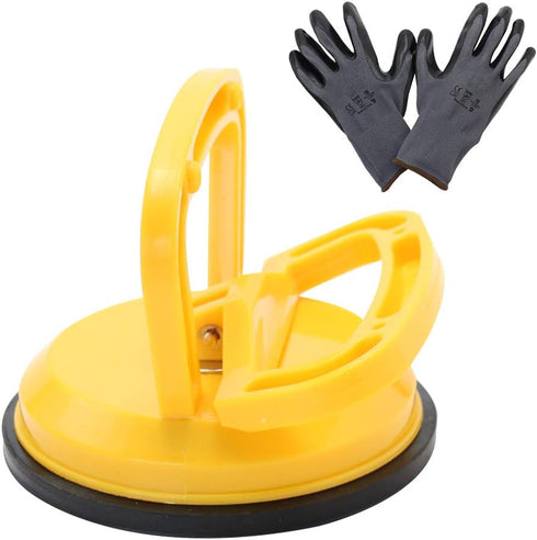 MAKERELE Glass Suction Cup Vacuum Window Lifter, 4.7" Yellow Plastic with Handles for Lifting
