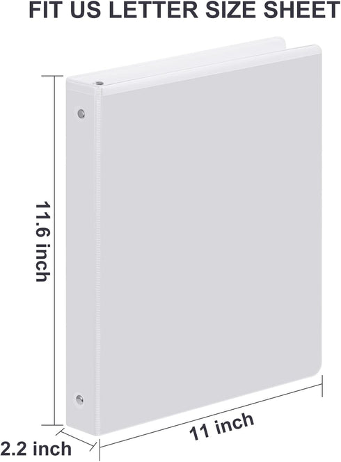 ViVin 1.5 Inch Round Ring View Binder, 300-Sheet Capacity, Basic 3 Ring Binder for 8.5" x 11" Paper, 6-Pack (White)
