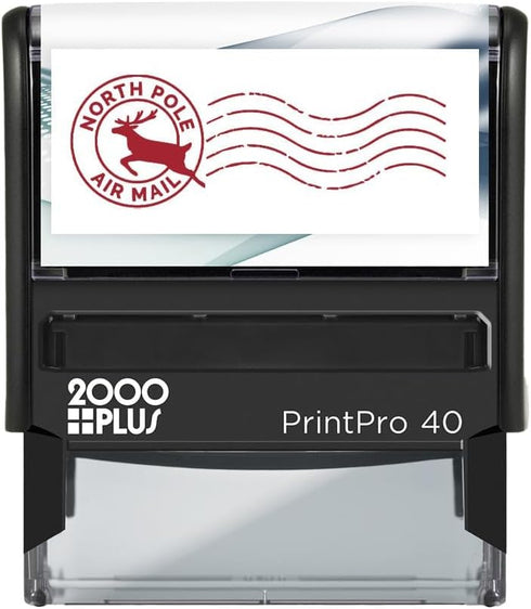 North Pole Self Inking Stamp, 13/16" x 2 3/16" Reindeer Rubber Stamp, Red Ink Christmas Letter Imprint