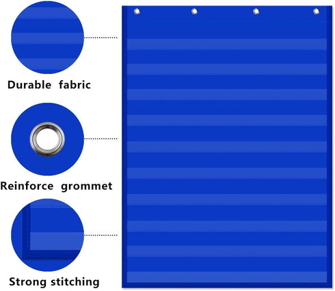 Standard Pocket Chart, Clear 10 Pockets for Classroom & Home, Heavy Duty Hanging Pocket Chart