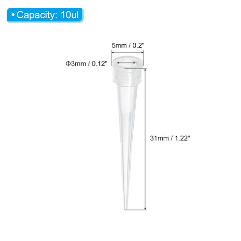 PATIKIL 10ul Pipette Tips, 100 Pcs PP Plastic Autoclavable Universal Liquid Transfer Pipette Pipettor Tips for Laboratory, Clear