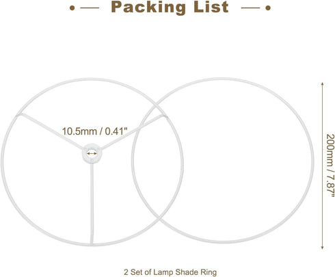 7.9 Inch 2 Set PATIKIL Lamp Shade Ring, Metal Lamp Shade Frame Wire Lampshade Frame DIY Drum Strong Ring Lampshade