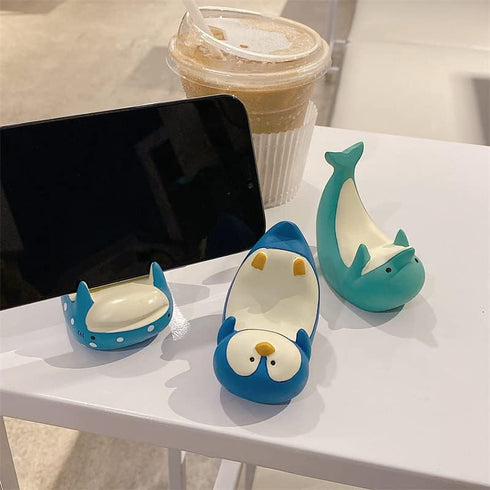Cute Dolphin Shark Whale Phone Holder, Funny Creative Silicone Desk Stand, Lovely Office Decor (Dolphin Design)
