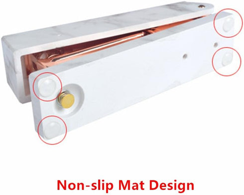 White Marble Print Stapler, Heavy Duty Desktop Staplers, Manual Rose Gold Office Supplies with Non-slip Base