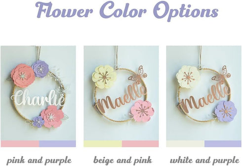 NICEDREAM Custom Name Flower Wreath LED Night Light