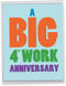 NobleWorks Big 4th Work Anniversary Card, Jumbo 8.5 x 11 Notecard for 4 Year Employee w/Envelope for Men, Women