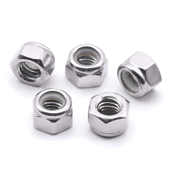 5/16-18 Nylon Insert Hex Lock Nuts – Stainless Locknuts, Hex Drive, 304 Stainless Steel, Pack of 50