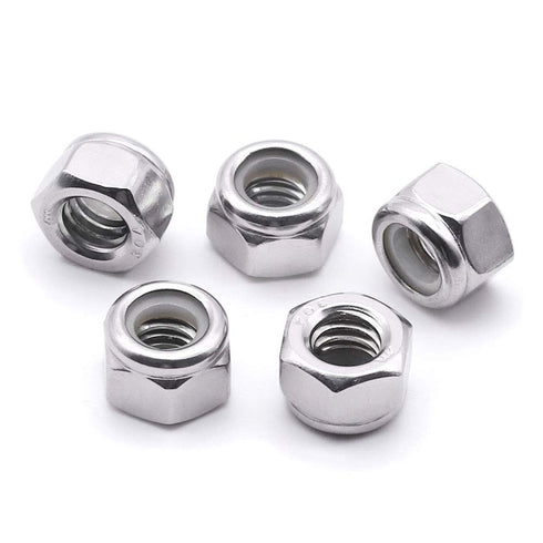 EASTLO 10# 24 Nylon Insert Hex Lock Nuts Stainless Locknuts, Hex Drive, Bright