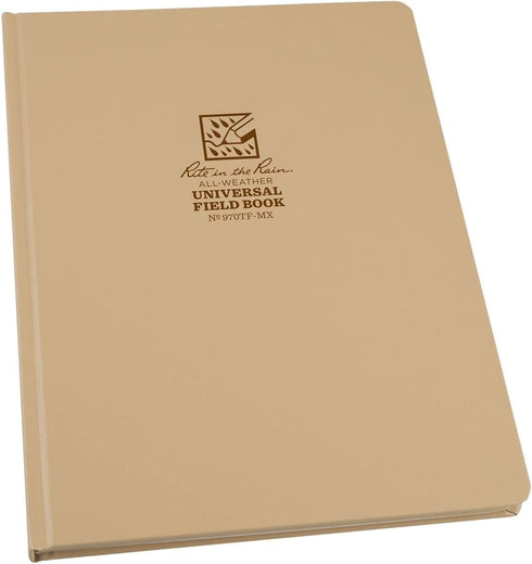 Rite in the Rain Weatherproof Hard Cover Notebook, 8 3/4" x 11 1/4", Tan Cover, Universal Pattern