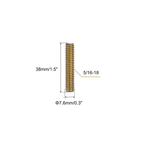 uxcell 8pcs Fully Threaded Rods 5/16x1-1/2" All Thread Studs Long Threaded Screw Carbon Steel for Furniture Garden Railing Mounting Assembly Fastening Frame Connection Colorful Zinc