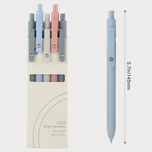 5pcs FIOVER Gel Pens Quick Dry Ink Pens Fine Point Premium Retractable Rolling Ball Gel Pens Black Ink Smooth Writing