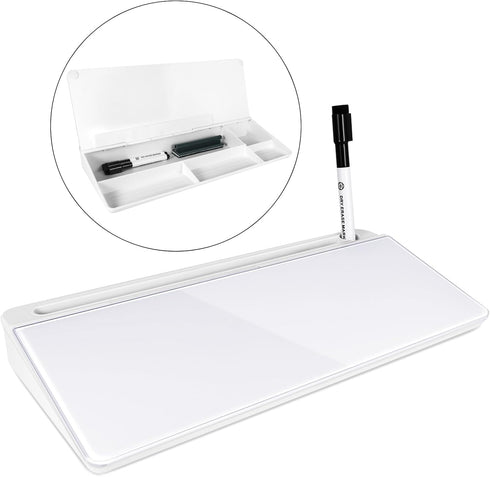Small Glass Desktop Whiteboard Dry Erase Board, Desk Board Buddy with 2 Markers, 1 Eraser for Office, Home, School
