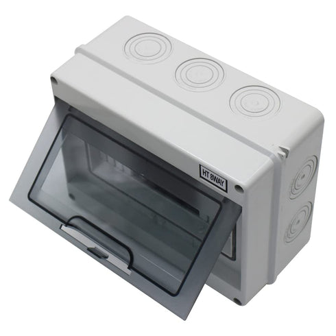 Distribution Protection Box with DIN Rail, IP65 ABS Transparent Cover, 8 Way Power MCB Distribution Box for Indoor