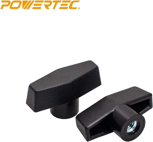 POWERTEC 3/8"-16 T Knobs 5 Pack, Clamping Knobs with Steel Insert for T Track Bolts, Thumb Screw Threaded Knobs for T Track Accessories, Feather Boards, Woodworking Jigs and Fixtures (71074) by POWERTEC