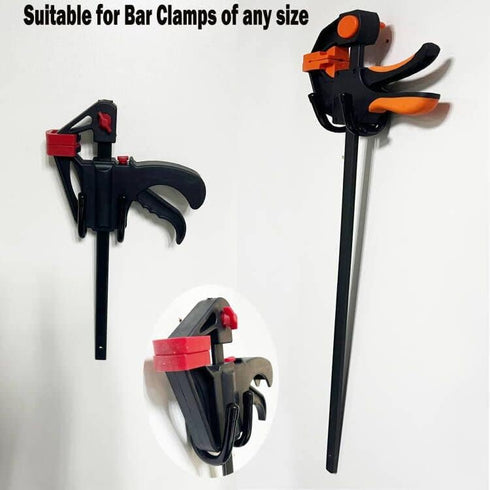 4 Pack Wall Hanger Bar Clamp Storage Clip, Wall Rack Utility Hooks for Woodworking Tools, Hang Heavy Tools Up to 20lbs