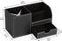 KINGFOM Desk Organizer Office Supplies Caddy Pu Leather Multi-function Storage Box Pen/Pencil,Cell phone, Business Name Cards Remote Control Holder with Small Drawer Black by KINGFOM