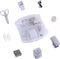Mini Office Supply Kits, Includes Mini Stapler, Scissors, Staple Remover, Staples, Tape Dispenser - White