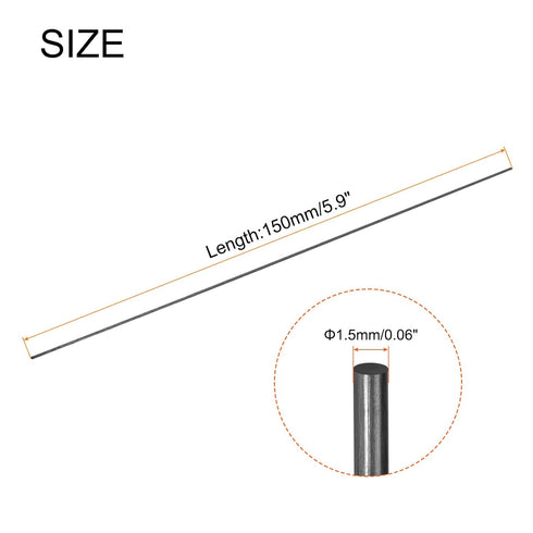 MECCANIXITY 6 Pack Carbon Fiber Rod, 1.5mm x 150mm for RC Plane DIY Tool Wing Tube Quadcopter Arm