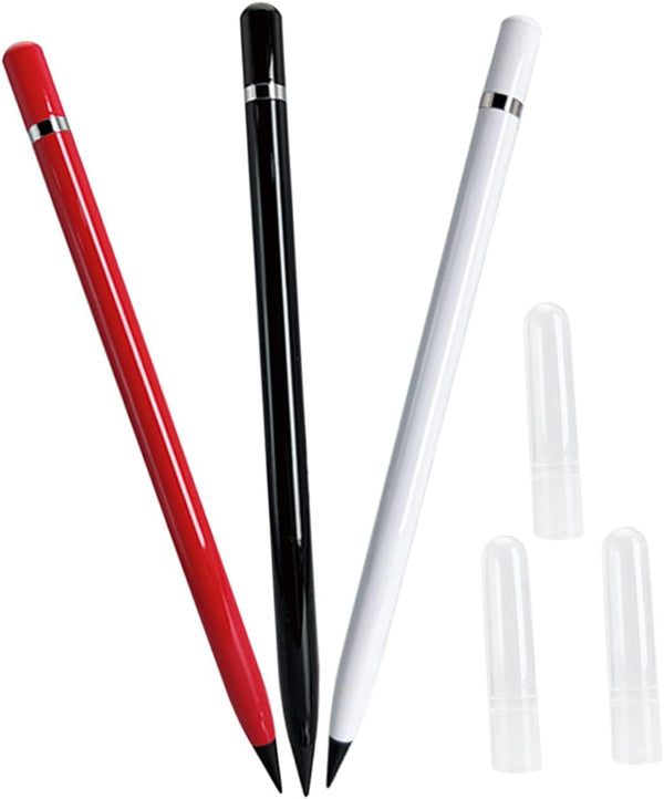 NUOBESTY 3pcs Eternal Erasable Pencil, Forever Art Pencils, No Sharpening Required, Black Ink Engraved
