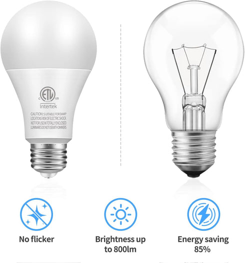 A19 3-Color LED Light Bulbs, Color Changing Light Bulb, 9W (60 Watt Equivalent), 800 Lumens, E26 Base, 4 Pack