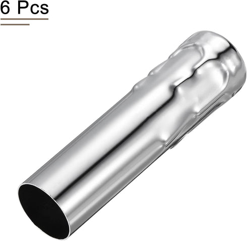 4 Inch Bulb Pack 6 MECCANIXITY Candle Socket Covers, Tall Chandelier Sleeves Light Base Holder, Silver