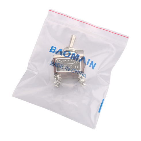 Baomain Toggle Switch DPST ON/Off 2 Position, 250VAC 15A, 125VAC 20A, 1/2" Mounting Hole, RT1221 (1PCS)