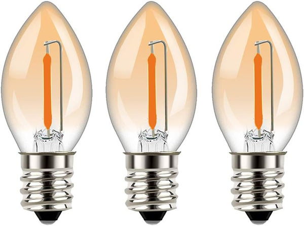 Tsunetani-C7 Edison LED Filament Mini Night Light Bulbs - 0.5W Equivalent to 5 Watt Incandescent, 3Pack